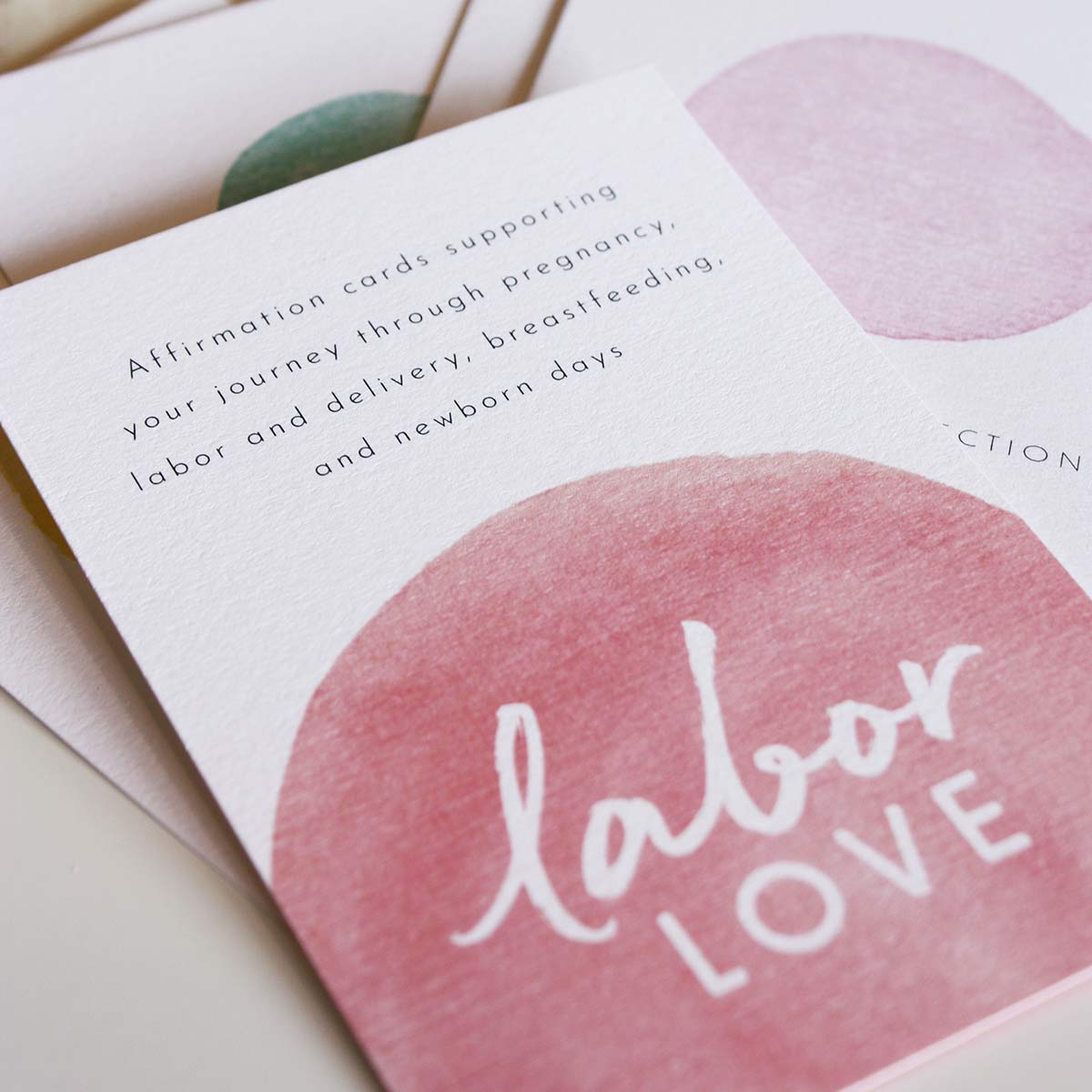 Product shot of Labor Love affirmation cards